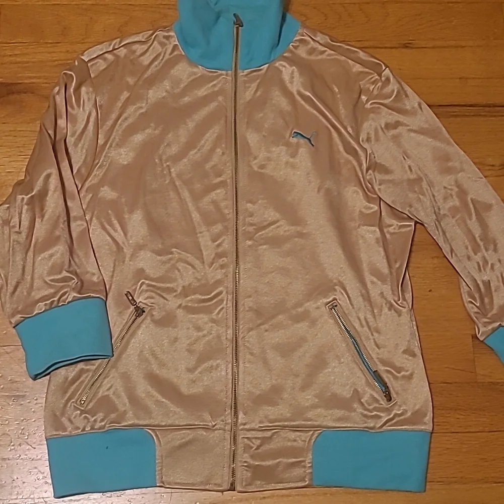 Vintage Puma Gold and Teal Tracksuit Jacket Size XL